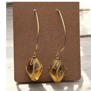 Golden Honey Crystal Threader Earrings 925 Silver Vermeil Indonesia